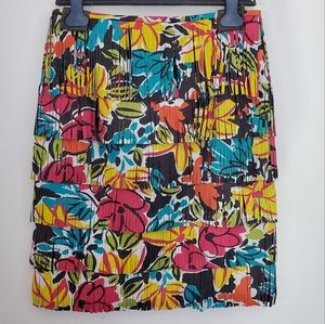 Michael Kors Collection Floral Plonge Leather Fringe Skirt size 4